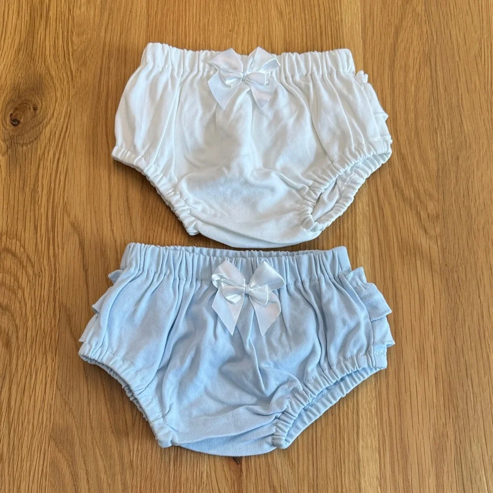 Charming White and Blue Diaper Covers with Bows